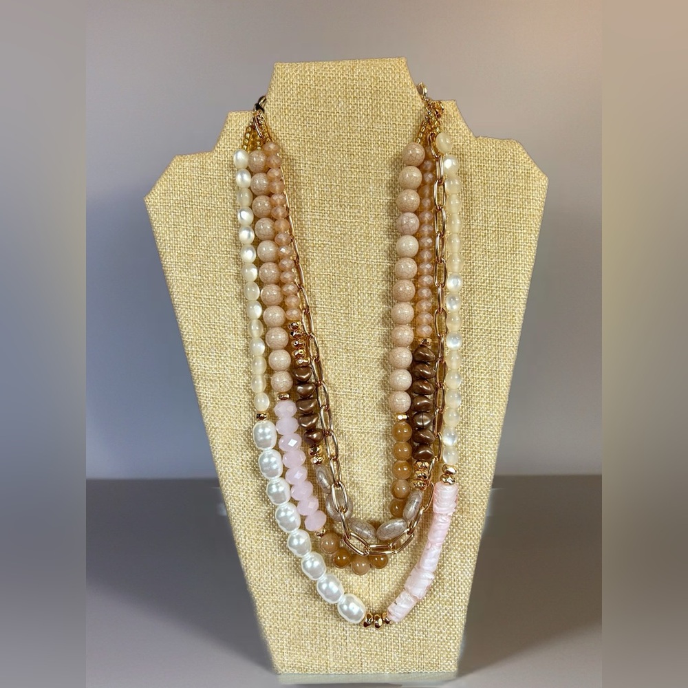 Talbots Elegant Multi-Strand Pearl and bead Necklace